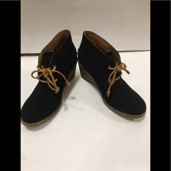 Sperry Top Sider Harlow Black Suede Wedge Booties - Picture 10 of 14